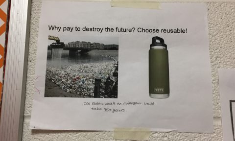 Poster in der Schule zum Thema Trinkflaschen