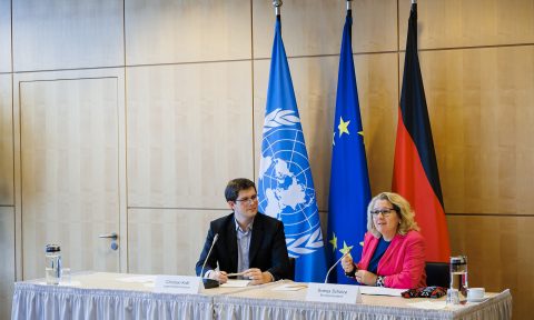 Bundesministerin für wirtschaftliche Zusammenarbeit und Entwicklungspolitik Svenja Schulze und Christian Kolb